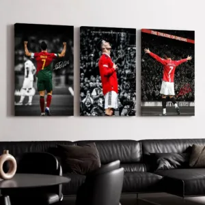 Cool C_Cristiano Soccer R_Ronaldo Framed Wall Painting Ready to Hang Canvas Wall Art Poster for Bedroom Living Room Home Decor