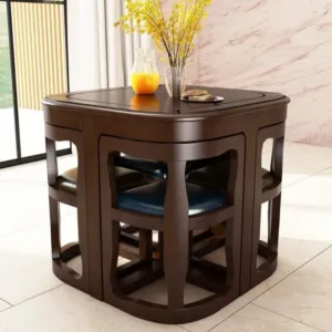 Solid Wood Dining Table Set Minimalist Premium Design Space-saving Hidden Solid Wood Dining Furniture for Small Family Home