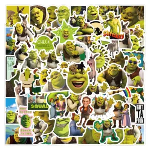 50PCS Movie Monster Shrek Stickers Graffiti Toys PVC Waterproof Laptop Suitcase Guitar Cartoon Decals Decoration Gifts