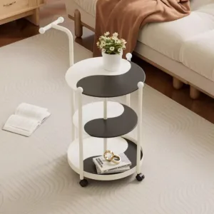 Wheels Round Coffee Table White Unique Cute Minimalist Modern Coffee Table Black Space Saving Couch Tisch Furniture For Home