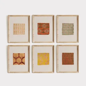 Vintage Printing Pattern Canvas Painting Wabi Sabi Style Antique Printing Floral Living Room Foyer Decoration Frameless