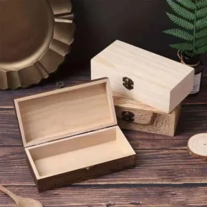 Vintage Rectangular Wooden Storage Box High Quality Gift Packaging Boxes Flip Lid Craft Box Pine Treasure Chest Storage
