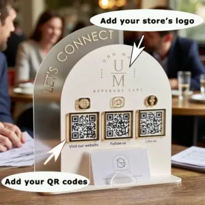 Custom Acrylic QR Code Payment Sign With Acrylic Base Personalized Logo Multi QR Code Social Media For Google Business Review