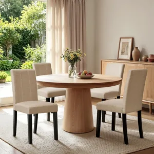 Dining Chairs Set of 4, Upholstered Dining Room Chairs with Padded Seat & Solid Wood Legs, Modern Farmhouse Kitchen, Custom