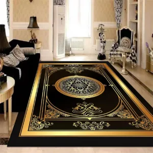Black Gold Luxury Big Size Carpets Living Room Non-slip Decoration Sofa Area Rugs Washable Bedroom Lounge Floor Mat Customizable