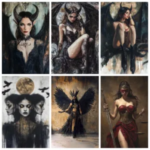 The Dark Series Gothic Style Digital Oil Painting By Numbers on Canvas Home Decor for Living Room Bedroom Handmade Gift