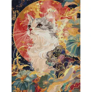 Forever Young 5D DIY Diamond Painting Kit Moonlit Cat's Whisper Full Square Design with AB for Adults Art & Crafts 45cm X 60cm