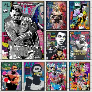 Graffiti Street Mike Tyson Boxing Legend Pop Art Posters and Print Abstract Boxer Canvas Painting Wall Picture Room Home Decor