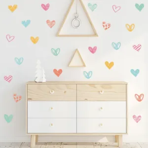 New Colorful Heart Wall Stickers Different Shapes Hearts Art Wall Decals for Children Baby Girls Room Nursery Wallpapers Decor