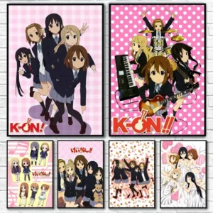 K-K-OnS Pink Anime Cartoon Poster Sticky Wall Art Printing Waterproof Home Living Bed Room Bar Hallway Aesthetic Decor