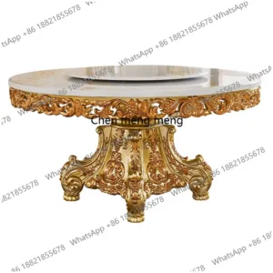 Villa carved dining table and chair combination luxury home all solid wood dining table 6/8/10
