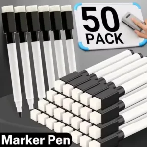 5-60Pcs Black Dry Erase Markers with Eraser Cap-Mini White Board Marker for Office School Supplies-Vastea