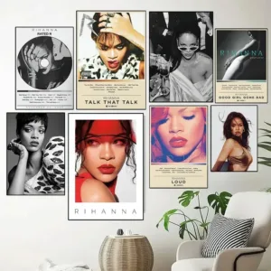 Canvas Paintings Wall Art Pictures Famous Singer Rihanna Pop Music Album Cover Classic Retro Poster Home Decor