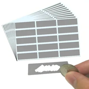 100pcs scratch-off stickers labels pack size 1.9 x 0.6 inch