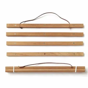 Wooden Teak Home Decor Magnetic Artwork Hanger Poster Frame Painting Scroll Picture rack Wall Art