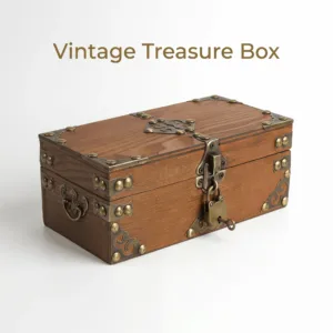 Vintage Wooden Treasure Box with Metal Lock, Retro Memory Storage Chest for Keepsakes, Jewelry & Home Decoration