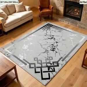 Luxury Golden Geometric Medallion Carpet Flooring Classic Retro Square Area Rug Indoor Home Floor Decoration