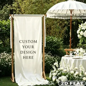 1pc 2D FLAT Custom Satin Wedding Banner | Custom Welcome Signage, Modern Wedding Sign Wedding Banner, Engagement Party Sign