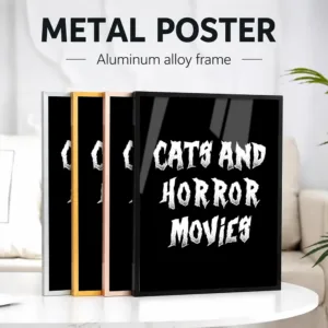 Cats & Horror Movies Framed Metal Poster Personalized Photo Moody Thriller Style Wall Art For Entertainment Room Birthday Gift
