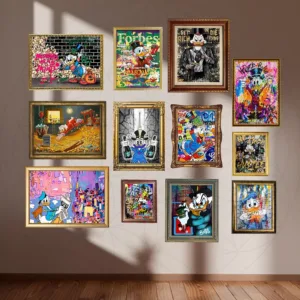 Colorful Graffiti Luxury Art Poster Print Cartoon Art Gold Coin Motivational Canvas Painting Modern Pop Living Room Home Decor