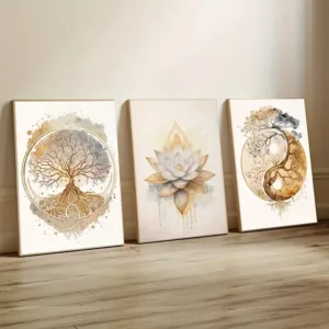 Modern Tree of Life Framed Oil Painting Wall Art for Living Room Bedroom Home Decor Abstract Print