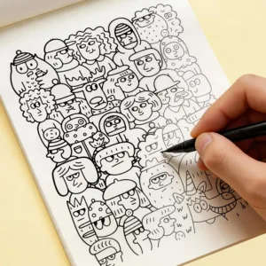 A Dense Full Page Graffiti Coloring Book with Animal/monster/character Themes, Line Drawing Coloring BOOK, 24 Healing Patterns
