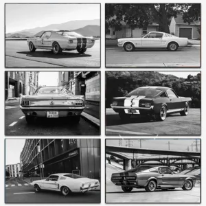 Black and White Ford Mustang Classic Luxury Car Poster Canvas Painting Print Wall Art Picture for Living Room Shopstore Decor