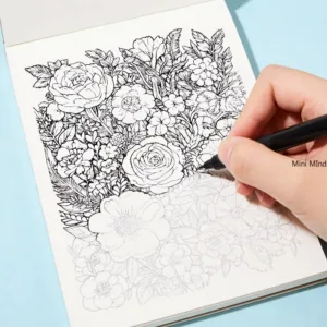 A Decompression Black and White Line Drawing Graffiti, Themes As Small Animals/flowers/mandalas/flowers and Birds, 24 Pages