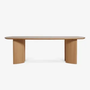Modern Design Restaurant Set Solid Wood Oval Dining Table with Creative Wood Legs Log Color Family Dining Room Chair Set
