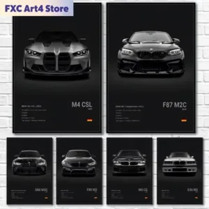 Frameless Pop Art Car Wall Art Posters for Modern Home Decor Canvas Prints M2 M3 M4 M5 Z8 CSL GTS Gifts For Car Enthusiasts Pict