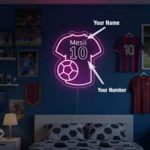 Custom Football Neon Sign For Kids Name, Boy's Bedroom Home Wall Decor, Jersey Personalized Gift for Kids Soccer Football Gifts