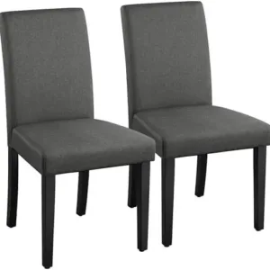 Dining Chairs Set of 2 Upholstered Kitchen Chair Fabric Dark Gray | Fabric High Back Sillas De Comedor, Solid Wood
