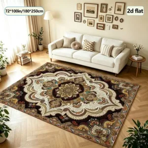 Ornate Vintage Baroque Medallion Carpet Flooring Retro Luxury Square Rug For Household Interior Floor Decor