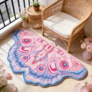 Art Style Carpets for Living Room Pink Butterfly Bedroom Decor Carpet Fluffy Soft Irregular Shape Rug Home Thick Plush Floor Mat