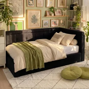 Full Corner Cloud Bed Frame 360° Cushioned L-Shaped Daybed