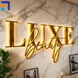 Custom LED Letters Halo Lit Backlit Channel Letters LED Illuminated Sign Interior Reception Wall Signage for Office Business