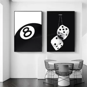 Black And White No Ball Art Poster Billiards Club Theme Wall Art Canvas Painting Prints for Living Room Corridor Home Decor
