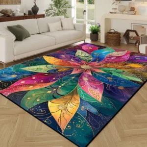 3D Flower Pattern Area Rug Luxury Non-Slip Carpet for Living Room Bedroom Large Floor Mat Home Decor