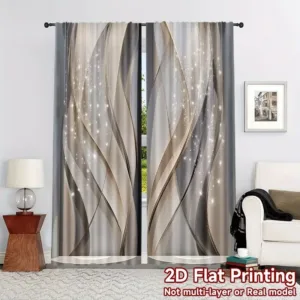 2Pcs Shining Curve print curtains,suitable for bedroom,living room kitchen decoration,home decoration,window decoration