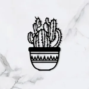 Desert Cactus Metal Wall Art Black Yellow Iron Sculpture Southwest Style Heavy Duty Decor Ideal Gift for Home Office Holiday Use