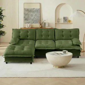 107 Inch L Shaped Modular Sectional Sofa with Ottoman, Green | Modular design for custom layouts | Deep seat comfort, Custom