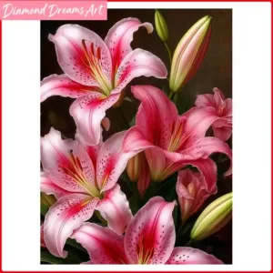 Frameless, Lily Branch Diamond Painting Full Square Round Drill Landscape Diamond Embroidery Picture Of Rhinestones