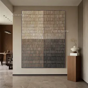 Simple Abstract Artwork Handmade Beige Grass Green Texture Thick Oil Painting On Canvas Original Brown Beige Wall Art Decor