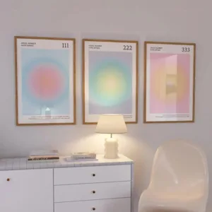 Angel Numbers Aura 111 222 333, Aesthetic Trendy Spiritual Gradient Wall Art Canvas Painting Posters For Living Room Home Decor