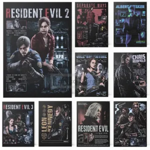 Resident Evil Retro Character Poster Classic Horror Game Prints Canvas Painting Resident Evil Wall Art Pictures Home Room Decor