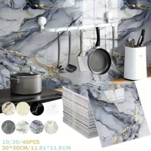 10-40PCS 3D Marble Wall Sticker Imitation Tile Wallpaper Self Adhesive Waterproof Oilproof Kitchen Wall DIY Home Decoration