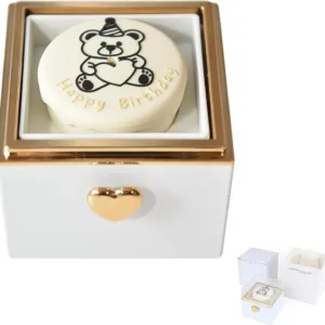 Rotating Jewelry Box, Little Bear Cake Ring Box, Pop Up Gift Box, Romantic Birthday Surprise Rotating Ring Box With Candles, Val