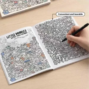 Doodle Coloring Book For Adults Cute Doodles Patterns Trace Color Book 30 Page Anti-Stress Line Drawing Coloring Activity Book