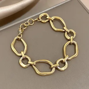 Irregular Geometric Circle Chain Bracelets for Women Fashion Gold Silver Color Stainless Steel Bracelet Waterproof Jewelry