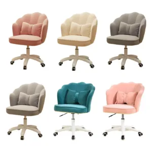 Swivel Office Chair Adjustable Ergonomic Backrest Soft Stylish with Wheels Vanity Chair for Furniture Office Make up Home Makeup